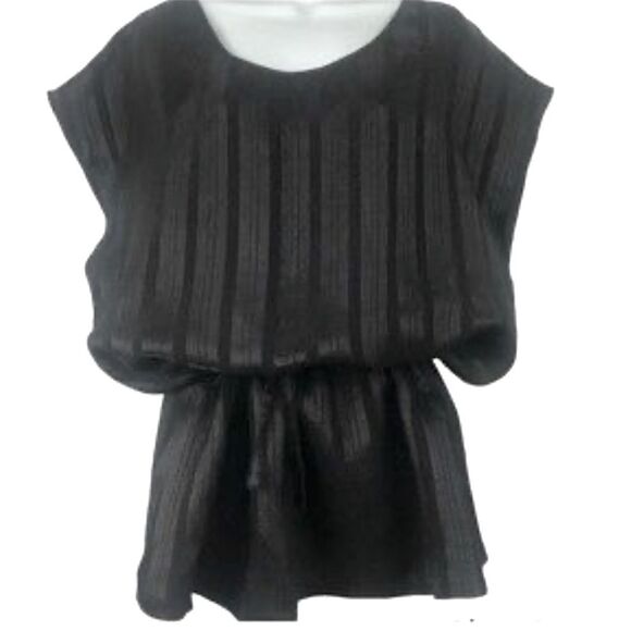 Forenza The Limited Black Sleeveless Shimmer Stripe Tunic Vest Top NEW - Picture 1 of 13